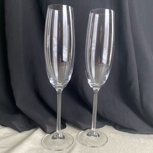 Pair of Lenox 10.25 inch crystal champagne flutes glasses